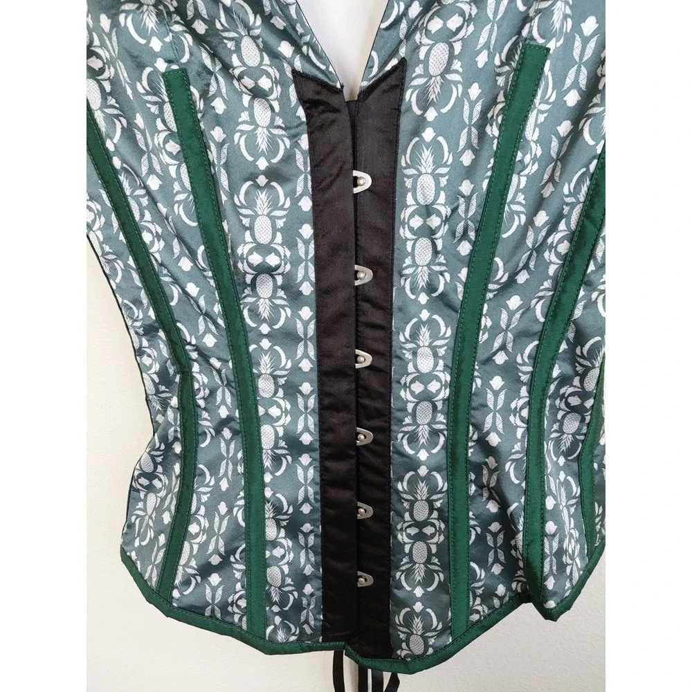 Corset Story Green and White Corset Top SizeUK 10 US Med Goth Boho Y2k Whimsical - Picture 2 of 6
